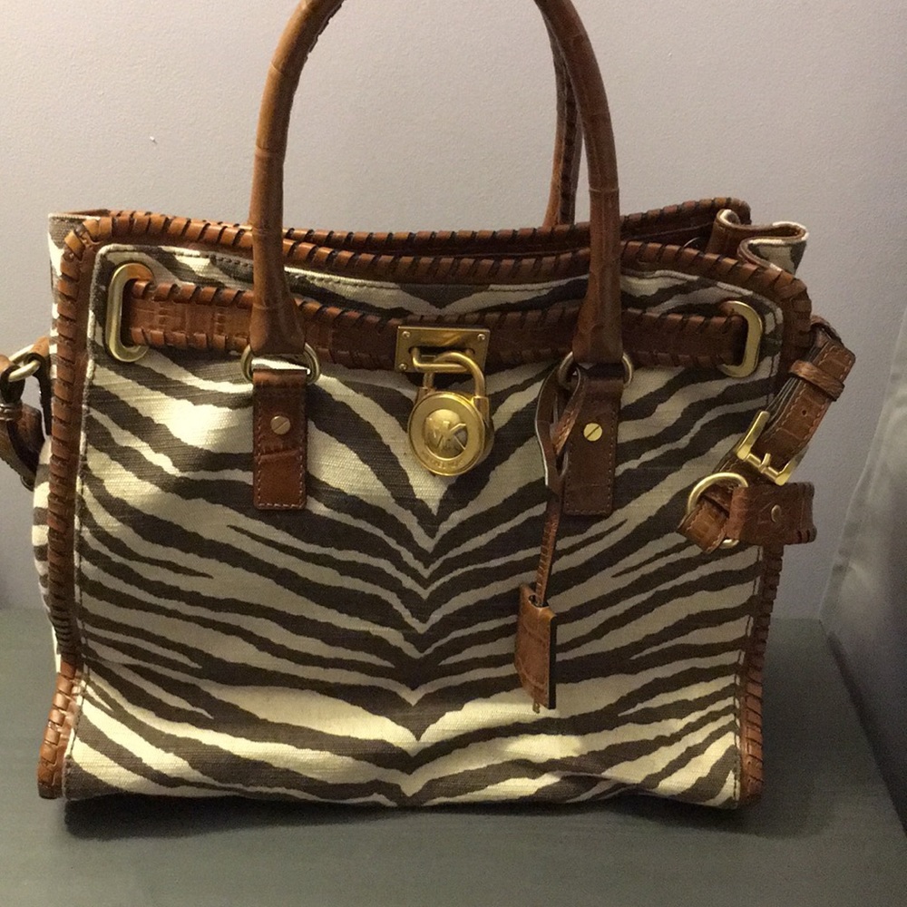 Michael Kors rare zebra print Hamilton satchel